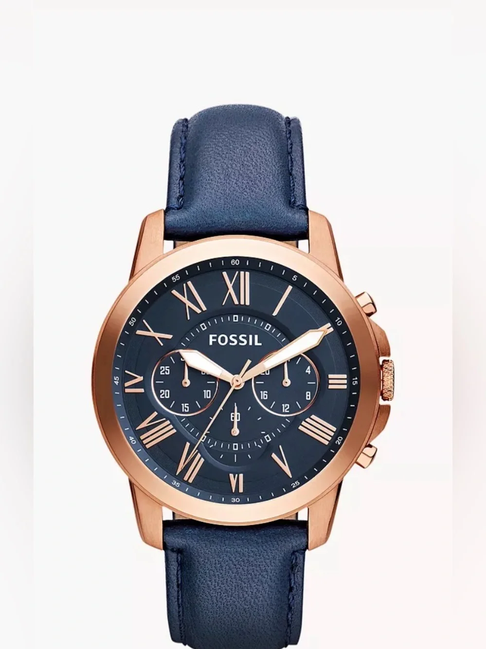 Grant Chronograph Navy Leather Watch